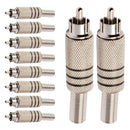 Conector Linha Rca Macho Metal Niquel Preto Storm 10 Unidades