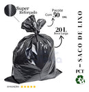 Saco De Lixo 20 Litros Super Reforçado Preto - 50 Unidades