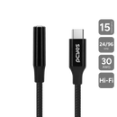 Cabo Adaptador Usb Tipo-c Para P3 Fêmea Hifi - Preto - 15cm - Nylon - P3ucp-15p