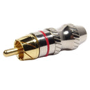 Conector Linha Rca Macho Metal Vermelho Storm 10 Unidades