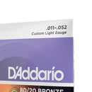 Cordas Para Violão Aço D Addario Bronze 80/20 Ej13-b+pl011 011" 052" Corda Extra Pl010