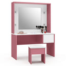 Penteadeira Infantil Diana Led E Banqueta Branco Rosa