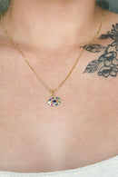 Colar Pingente Olho Grego Com Zircônia Multicolor Banhado Em Ouro 18k Cor:dourado