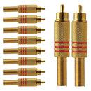 Conector Linha Rca Macho Metal Gold Vermelho Storm  10 Unidades