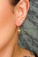 Brinco Argolinha Com Chave Banhado Em Ouro 18k Cor:dourado