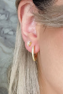 Brinco Triangular Médio Com Zircônia Banhado Em Ouro 18k Cor:dourado