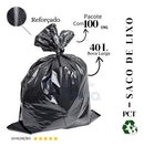 Saco De Lixo 40 Litros Reforçado Preto - 100 Unidades