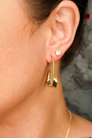 Brinco Argola Três Triangulos Banhado Em Ouro 18k Cor:dourado