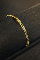 Pulseira Meia Fita Meia Corrente Banhado Em Ouro 18k Cor:dourado