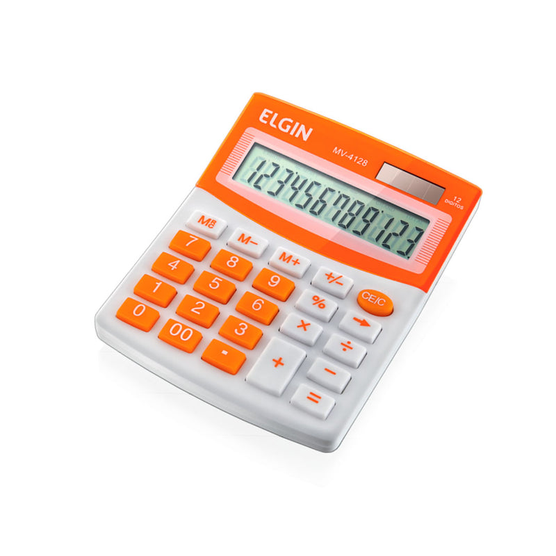 Calculadora De Mesa 12 Digitos Cor Laranja Mv-4128 Elgin