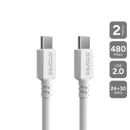 Cabo Para Celular Carregamento Usb Tipo-c Para Usb Tipo-c 2.0 - Branco - 2 Mts - Pucb-02