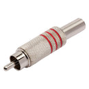 Conector Linha Rca Macho Metal Niquel Vermelho Storm 10 Unidades