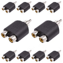 Adaptador Rca Macho Para 2 Rca Femea Preto Storm 10 Un