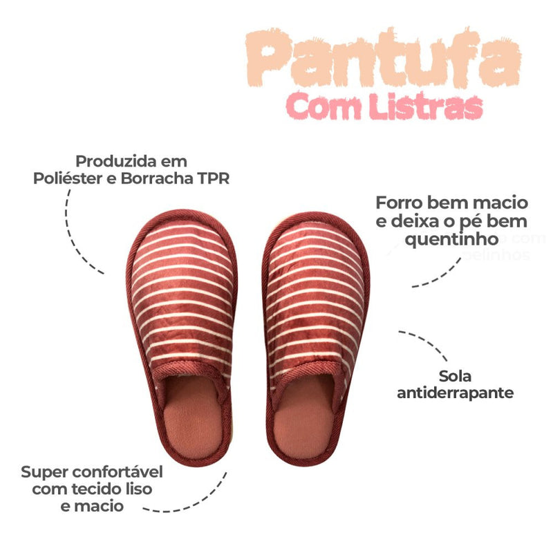 Pantufa Feminina com Listras Rosa 40/41