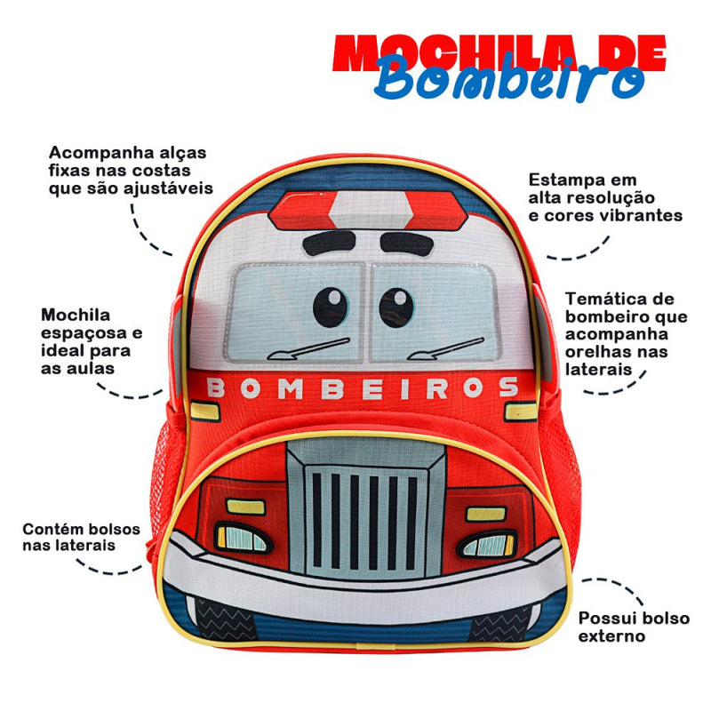 Mochila Infantil Com Alças - Bombeiro