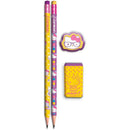 Kit Escolar Hello Kitty Com 4 Peças – Lápis, Apontador E Borracha