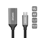 Cabo Usb Tipo-c Para Hdmi Fêmea 2.0 4k/60hz - Preto - 15cm - Nylon - Pucf-15p