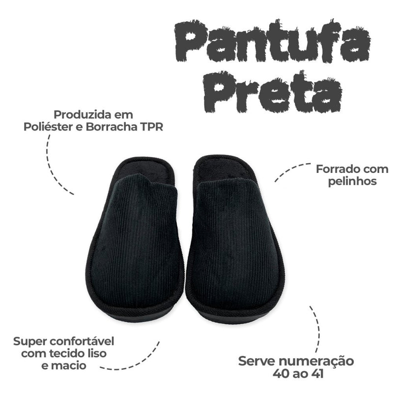 Pantufa Masculina Lisa Preta 40/41