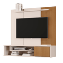 Home Theater Suspenso Com Detalhe Ripado Sala Off White