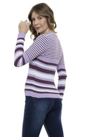 Blusa Tricot Manga Longa Listra Gola V