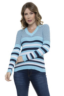 Blusa Tricot Manga Longa Listra Gola V