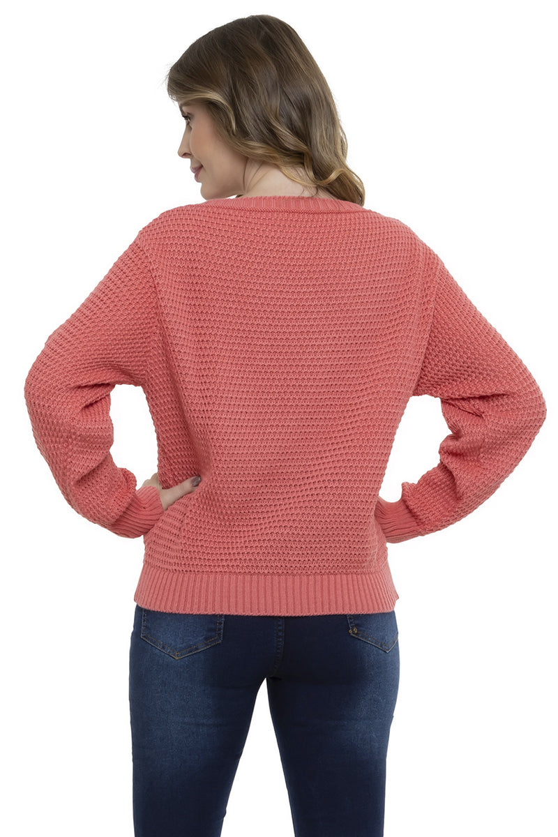 Blusa Tricot Manga Longa Ponto Perola