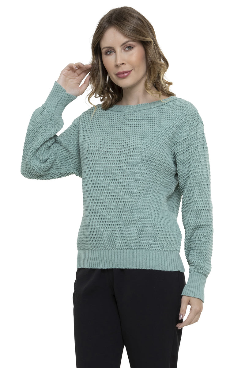 Blusa Tricot Manga Longa Ponto Perola