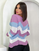 Blusa Tricot Zig Zag Manga Longa