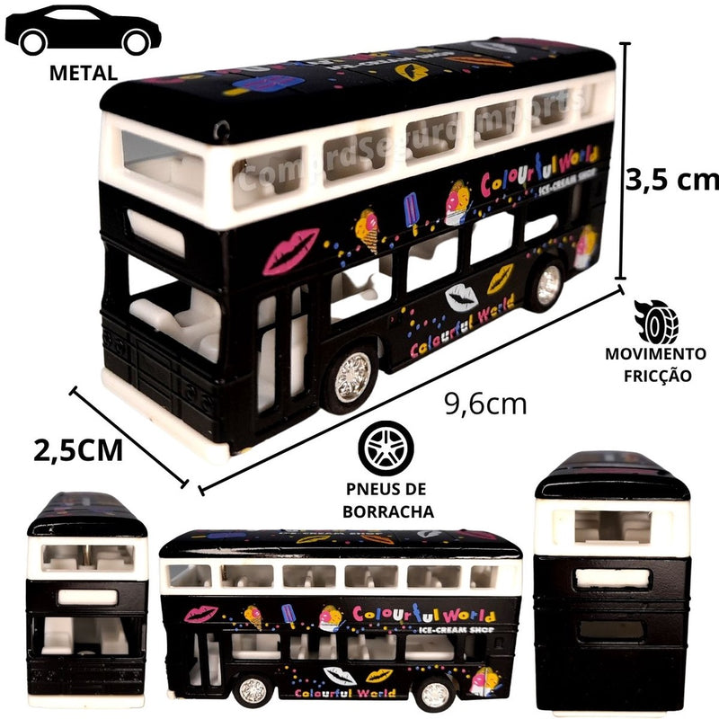 Miniatura ônibus Ferro Rodas De Borracha Fricção