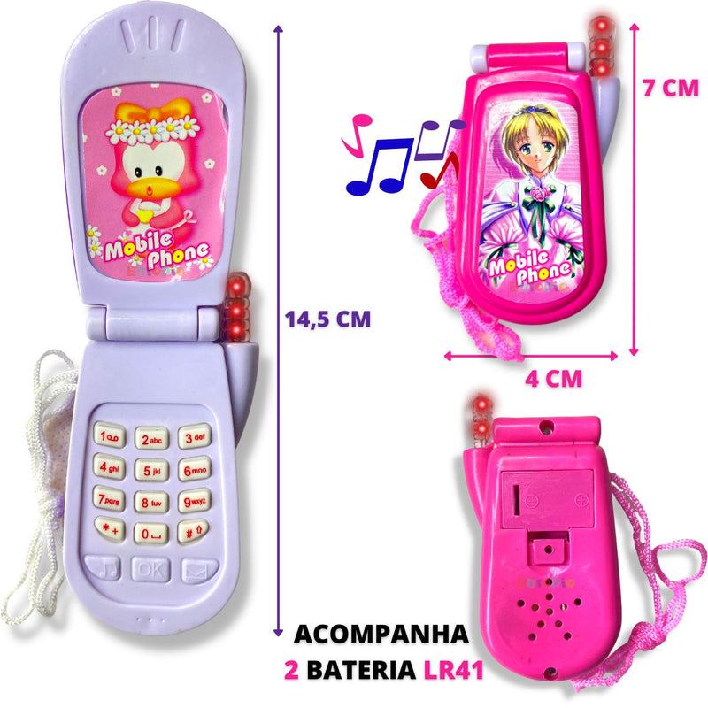 Celular De Brinquedo Musical C/ Luz Botões Telefone Abre