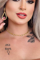 Choker Corrente Com Elos Ovalados Banhado Em Ouro 18k Cor:dourado