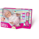Boneca Bebê Reborn 34cm Com Acessórios Mamadeira Mágica E Fraldinha