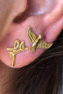 Brinco Duo Com Brincos Religiosos Banhado Em Ouro 18k Cor:dourado