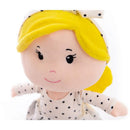 Boneca De Pelúcia Clara Loira 35cm Com Vestido Poá Azul