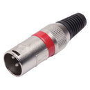 Conector Xlr Macho Linha Vermelho Metalico Storm 05 Unidades