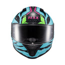 Capacete Texx Fecha Raptor Arcade Azu Verd Ros Bril 60