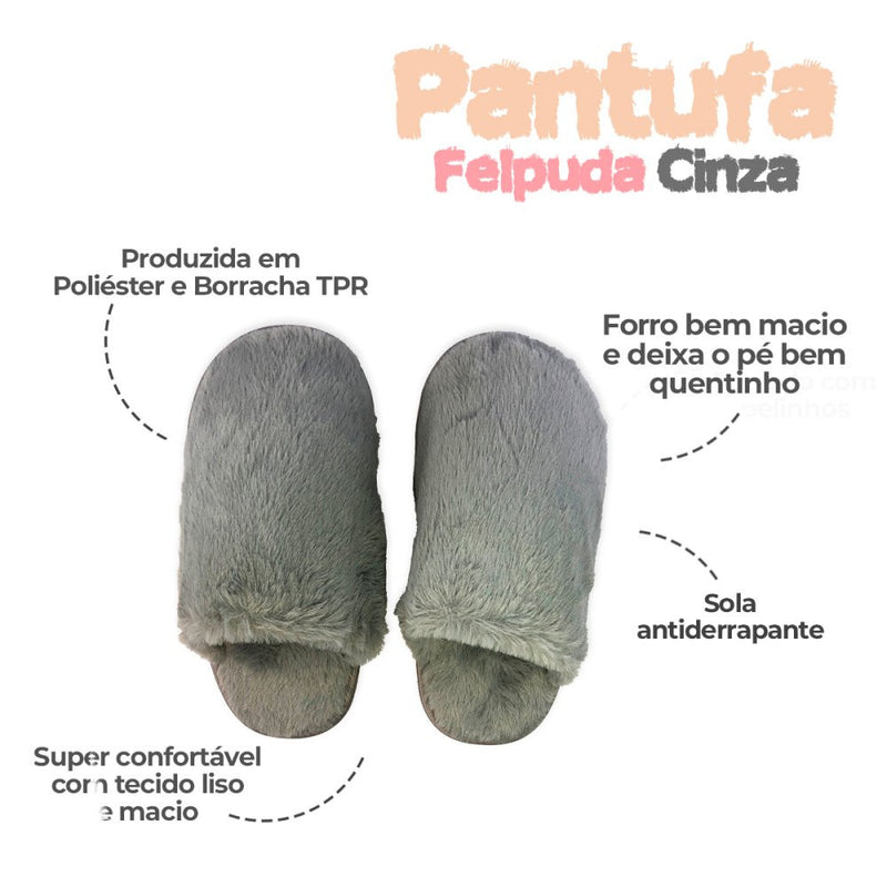 Pantufa Feminina Felpuda 40/41 Cinza