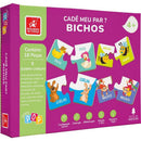 Quebra-cabeça Madeira Cade Meu Par? Bichos 18 Peças