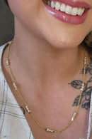 Colar Com Corrente De Mini Pérolas Banhado Em Ouro 18k Cor:dourado