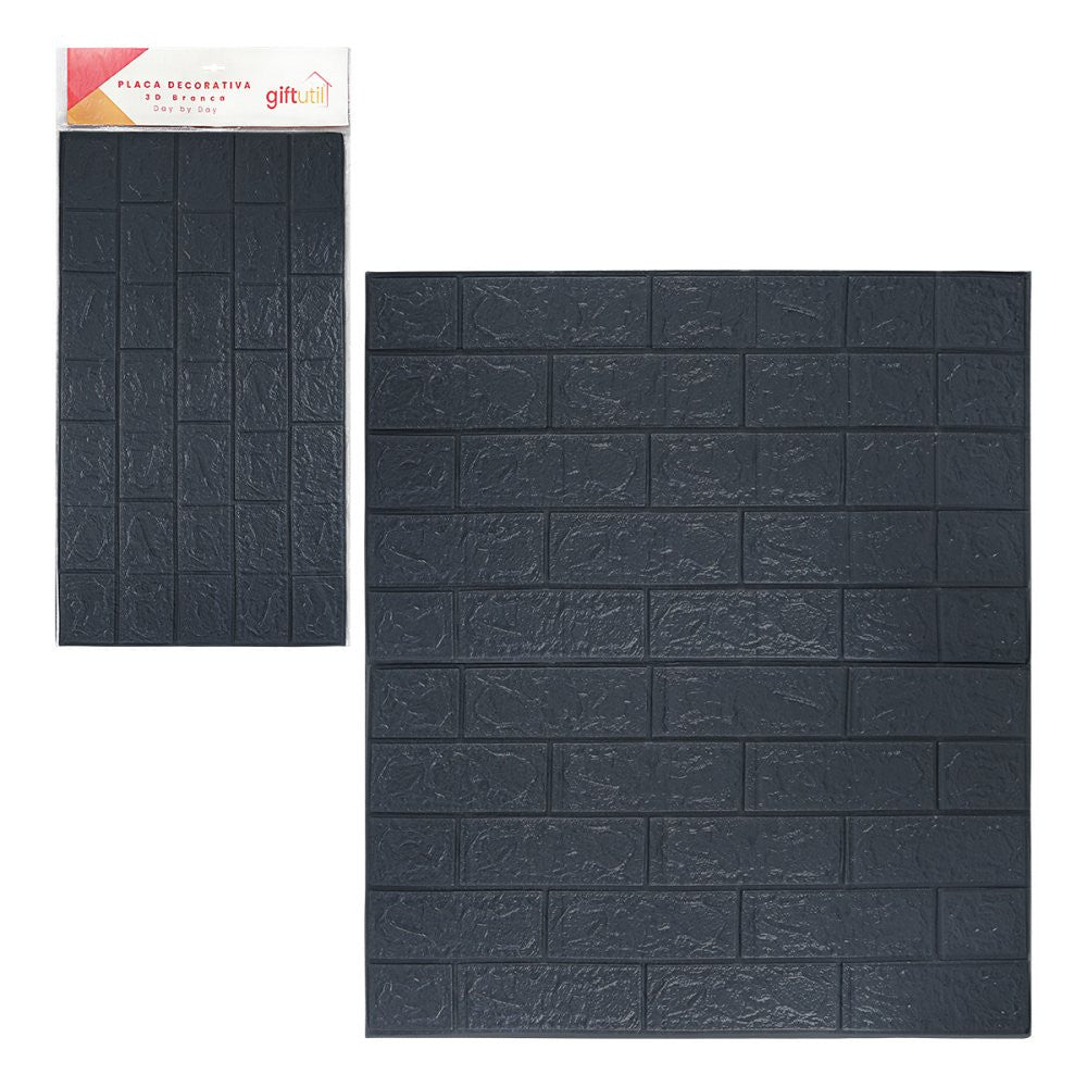PLACA DECORATIVA 3D 70X77CM PRETA