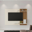Painel Para Sala Tv Com Detalhe Ripado Off White