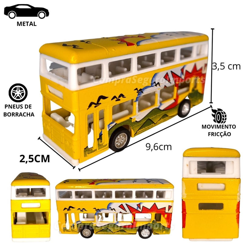 Miniatura ônibus Ferro Rodas De Borracha Fricção