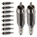 Conector Linha Rca Macho Niquel Preto Com Mola Storm 10 Unidades