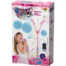 Instrumento Musical Microfone Duplo Com  Pedestal Rosa