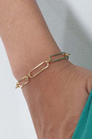 Pulseira De Elos Intercalados Com Círculo Banhado Em Ouro 18k Cor:dourado