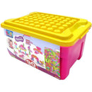 Brinquedo Para Montar Super Caixa Divertida Rosa 90 Peças