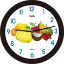 Relógio De Parede Redondo Frutas Preto 21,7cm