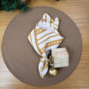 Kit 4 Guardanapos De Tecido Listrado Natal Dourado 40cmx40cm - UN / 4