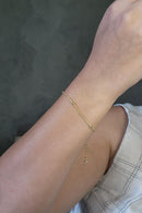 Pulseira Corrente Lisa Com Bolinhas Banhado Em Ouro 18k Cor:dourado