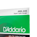 Cordas Para Violão Aço D Addario Bronze 85/15 Ez890-b .009-.045 Com Corda Extra Pl009